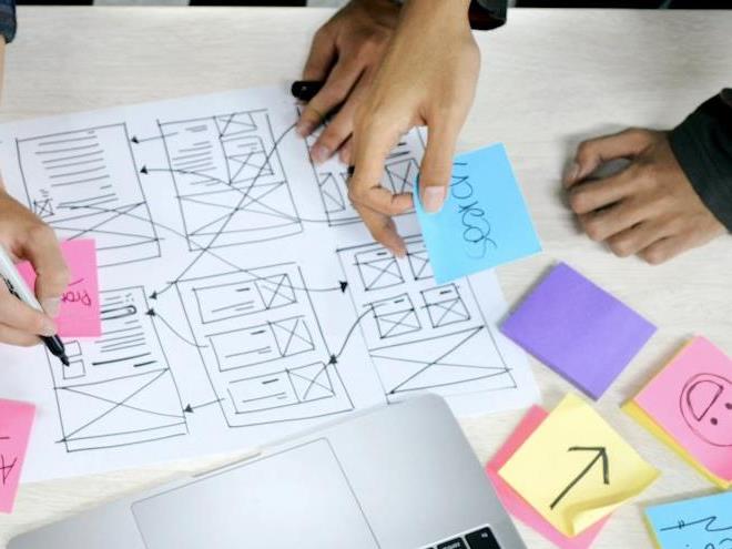UX team mapping user flows and wireframes to improve conversion